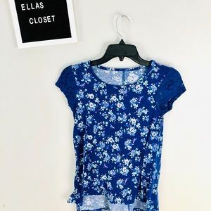 SO Blue w/ Flower Pattern Shirt
